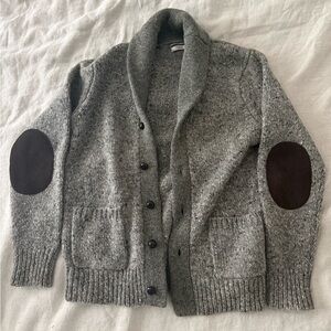 Wallace and Barnes - Men's Gray Cardigan Sweater with Elbow Patches
